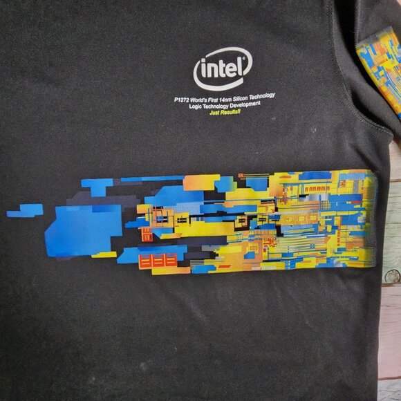 Intel Core 365 Mens Black Long Sleeve Shirt With 14nm Silicon Tech Graphic Desig - Picture 2 of 10